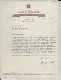 [Carta] 1958 Jan. 9, Madrid, [España] [a] Miss Doris Dana, 204 East 20th Street, New York 3, N. Y.
