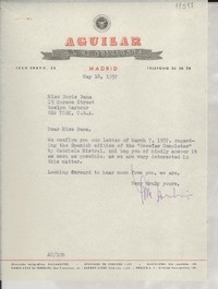 [Carta] 1957 May 18, Madrid, [España] [a] Miss Doris Dana, 15 Spruce Street, Roslyn Harbour, New York, U. S. A.