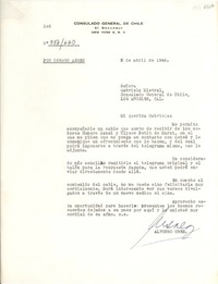 [Carta] 1946 abr. 5, New York, [Estados Unidos] [a] Gabriela Mistral, Los Angeles, Calif[ornia]
