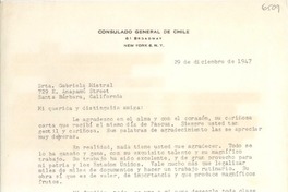 [Carta] 1947 dic. 29, New York, [Estados Unidos] [a] Gabriela Mistral, Santa Bárbara, California