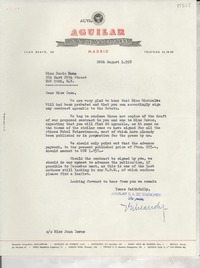 [Carta] 1958 Aug. 28, Madrid, [España] [a] Miss Doris Dana, 204 East Street, New York, N. Y.