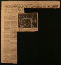 Ayer se inauguró el II Congreso de maestros la universidad fué el marco de la asamblea : caracterizadas personalidades de nuestro ambiente concurrieron a la sesión inaugural, que alcanzó interesantes caracteres : asistió Gabriela Mistral.