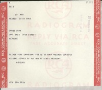 [Telegrama] 1958 Sept. 18, Madrid, [España] [a] Doris Dana 204 East 20th Street, New York