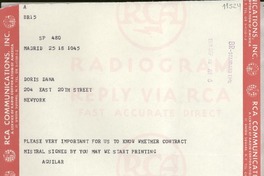 [Telegrama] 1958 Sept. 18, Madrid, [España] [a] Doris Dana 204 East 20th Street, New York