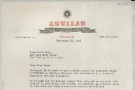 [Carta] 1958 Sept. 18, Madrid, [España] [a] Miss Doris Dana, 204 East Street, New York 3, N. Y., U.S.A