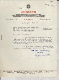 [Carta] 1959 ago. 21, Madrid, [España] [a] Marie Rodell & Joan Daves, Inc., 15 East 48th Street, New York 17, N. Y. (U. S. A.), Muy señores nuestros