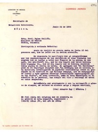 [Carta] 1936 jun. 22, México [a] Palma Guillén, Bogotá, Colombia