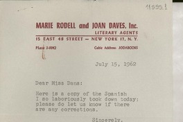 [Carta] 1962 July 15, [New York, Estados Unidos] [a] Miss Doris Dana, Box 284, Pound Ridge, New York