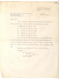 [Carta] 1939, París [a] National City Bank of New York, New York