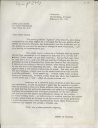 [Carta] 1965 Feb. 23, Montevideo, Uruguay [a] Miss Joan Daves, New York, [EE.UU.]