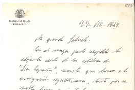 [Carta] 1947 ago. 27, México [a] Gabriela Misral
