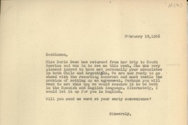 [Carta] 1966 Feb. 10, [EE.UU.] [a] Aguilar S. A. de Ediciones, Madrid, Spain