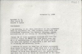 [Carta] 1963 Nov. 1, [New York, Estados Unidos] [a] Aguilar S. A., Juan Bravo 38, Madrid, Spain