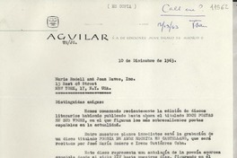 [Carta] 1963 Dec. 10, Madrid, [España] [a] Marie Rodell & Joan Daves, Inc., 15 East 48th Street, New York, New York, Distinguidas amigas