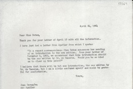 [Carta] 1964 Apr. 24, [New York, Estados Unidos] [a] Dear Miss Bates