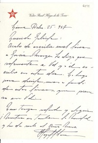 [Carta] 1947 dic. 25, Lima, [Perú] [a] Gabriela [Mistral]