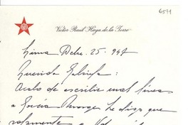 [Carta] 1947 dic. 25, Lima, [Perú] [a] Gabriela [Mistral]