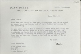 [Carta] 1964 June 26, [New York, Estados Unidos] [a] Miss Doris Dana, Box 284, Pound Ridge, N. Y.