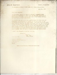 [Carta] 1971 July 26, New York, [EE.UU.] [a] M. Aguilar, Aguilar S. A. de Ediciones, Madrid, Spain