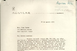 [Carta] 1972 ago. 28, Madrid, [España] [a] Mrs. Joan Daves, New York, [EE.UU.]