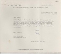 [Carta] 1971 Oct. 7, [New York, Estados Unidos] [a] Miss Doris Dana, Bridgehampton, LI/