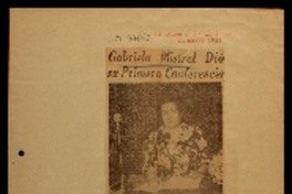 Gabriela Mistral dió su primera conferencia