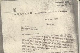 [Carta] 1972 mayo 19, [Madrid, España] [a] Joan Daves, 515 Madison Avenue, New York, N. Y.