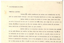 [Carta] 1943 nov. 3, [Santiago, Chile?] [a] Gabriela [Mistral]