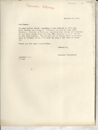 [Carta] 1971 Oct. 8, [Estados Unidos] [a] Aguilar S. A., Madrid