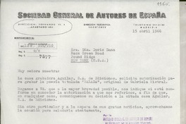 [Carta] 1966 abr. 15, [Madrid, España] [a] Sra. Doris Dana, Hack Green Road, Pound Ridge, New York (U. S. A.)