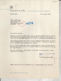 [Carta] 1968 ene. 29, [Madrid, España] [a] Miss Doris Dana, Hack Green Road, Pound Ridge, New York