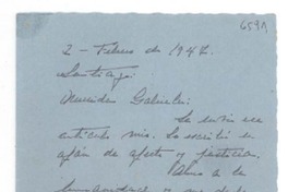 [Carta] 1945 nov. 16, [Santiago, Chile] [a] Gabriela [Mistral]
