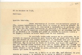 [Carta] 1951 oct. 18, Santiago, [Chile] [a] Gabriela [Mistral]