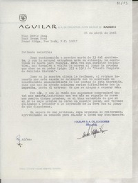 [Carta] 1966 abr. 26, [Madrid, España] [a] Miss Doris Dana, Hack Green Road, Pound Ridge, New York, N. Y.