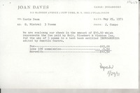 [Recibo] 1971 May 25, New York, [EE.UU.] [a] Doris Dana, [EE.UU.]