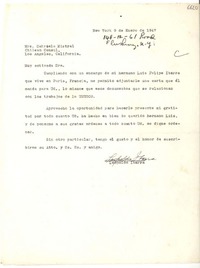 [Carta] 1947 ene. 9, New York [a] Gabriela Mistral, Los Ángeles, California