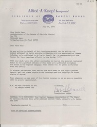 [Carta] 1976 July 26, New York, [EE.UU.] [a] Miss Doris Dana, Hildreth Lane, Bridgehampton, New York, [EE.UU.]