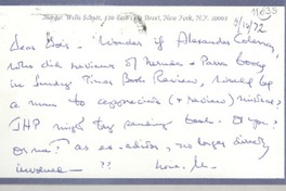 [Carta] 1972 Oct. 5, [New York, Estados Unidos] [a] Miss Doris Dana, Hildreth Lane, Bridgehampton, Long Island, New York