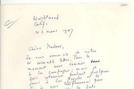 [Carta] 1947 mar. 3, Wrightwood, California, [EE.UU.] [a] [Gabriela Mistral]