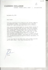[Carta] 1971 Sept. 15, [Radnor, Pennsylvannia, Estados Unidos] [a] Dear Doris