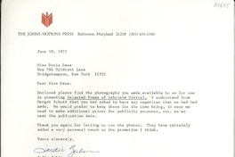 [Carta] 1971 June 10, Baltimore, Maryland, [EE.UU.] [a] Miss Doris Dana, Bridgehampton, New York, [EE.UU.]