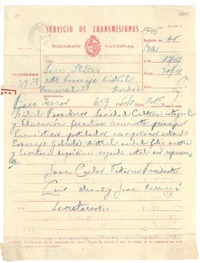 [Telegrama] 1945 nov. 30, Montevideo, [Uruguay] [a] Sara Ibáñez