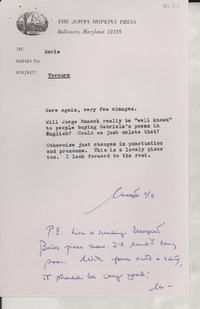 [Carta] [1970] Nov. 11, Baltimore, Maryland, [EE.UU.] [a] Doris [Dana], [EE.UU.]