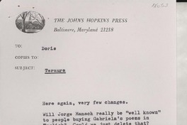 [Carta] [1970] Nov. 11, Baltimore, Maryland, [EE.UU.] [a] Doris [Dana], [EE.UU.]