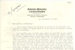 [Carta] 1947 mar. 3, New York, [Estados Unidos] [a] Gabriela [Mistral]