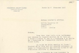 [Carta] 1951 dic. 6, París [a] Gabriela Mistral, Nápoles, Italia