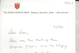 [Carta] 1971 Mar. 3, [Baltimore, Maryland, Estados Unidos] [a] Dear Doris