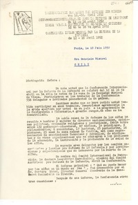 [Carta] 1952 jun. 19, París [a] Gabriela Mistral, Chile
