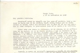 [Carta] 1949 nov. 27, New York, [EE.UU.] [a] Gabriela [Mistral]