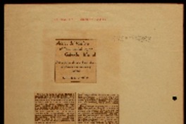 Acerca del folklore chileno habló ayer Gabriela Mistral por espacio de una hora abordó el tema con claridad y justeza : recopilación.